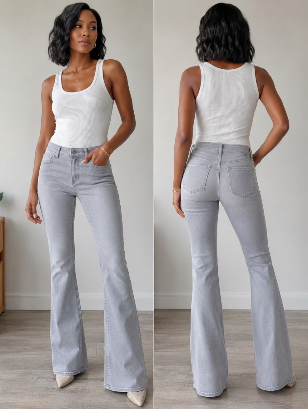 Articles of Society Grey Flare Jeans Women’s Size 28 High Rise Stretch Denim Y2K